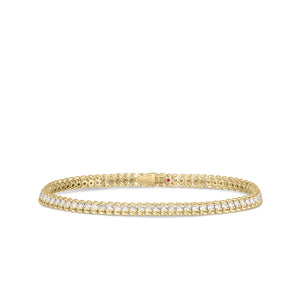 18K Yellow Gold Classic Diamond Ribbed Tennis Bracelet