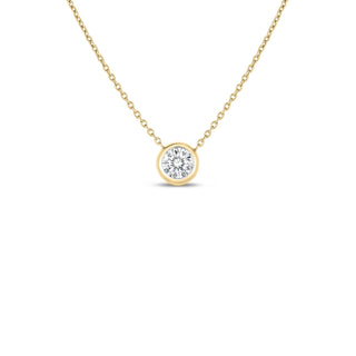 18K Yellow Gold Diamonds By The Inch Bezel Set Solitaire Necklace thumbnail