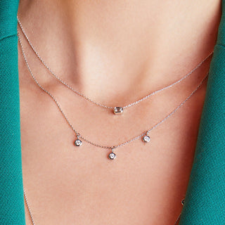18K Gold Diamonds By The Inch Emerald Cut Necklace thumbnail