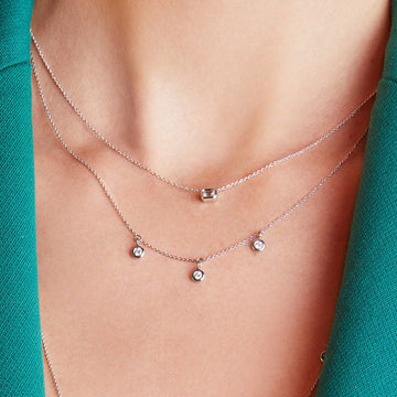 18K Gold Diamonds By The Inch Emerald Cut Necklace