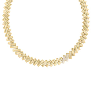 18K Yellow/White Gold Domino Diamond Accent Extended Chain