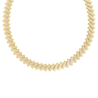 18K Yellow/White Gold Domino Diamond Accent Extended Chain thumbnail