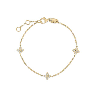 18K Yellow Gold Love By The Inch 3 Station Flower Bracelet thumbnail