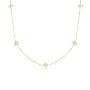 18K Yellow Gold Love By The Inch 5 Station Flower Necklace