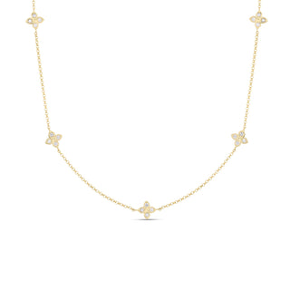 18K Yellow Gold Love By The Inch 5 Station Flower Necklace thumbnail