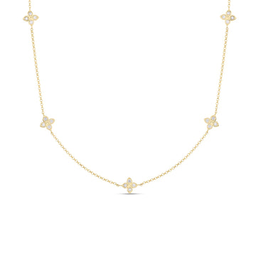 18K Yellow Gold Love By The Inch 5 Station Flower Necklace