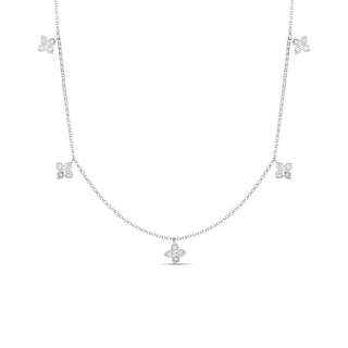 18K White Gold Love By The Inch Dangling 5 Station Flower Necklace thumbnail