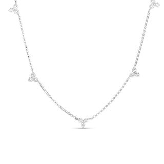 18K White Gold Diamonds By The Inch 5 Station Flower Necklace thumbnail