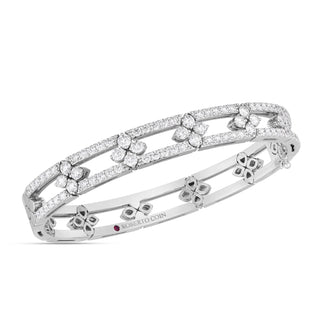 18K White Gold Love In Verona Diamond Open Frame Pave Bangle thumbnail