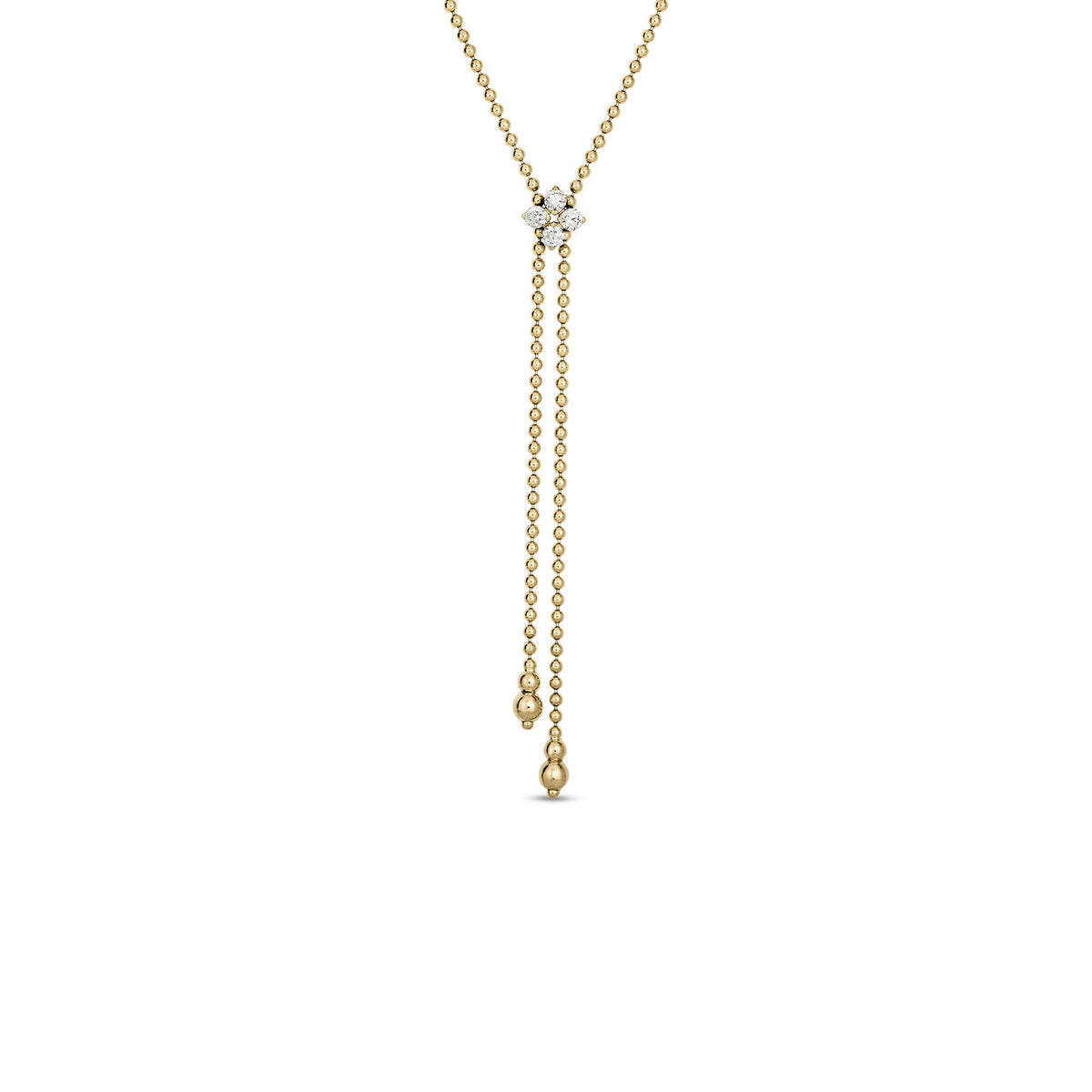 18K Yellow Gold Love In Verona Diamond Flower Lariat Necklace