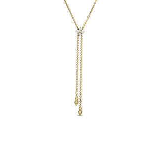 18K Yellow Gold Love In Verona Diamond Flower Lariat Necklace thumbnail