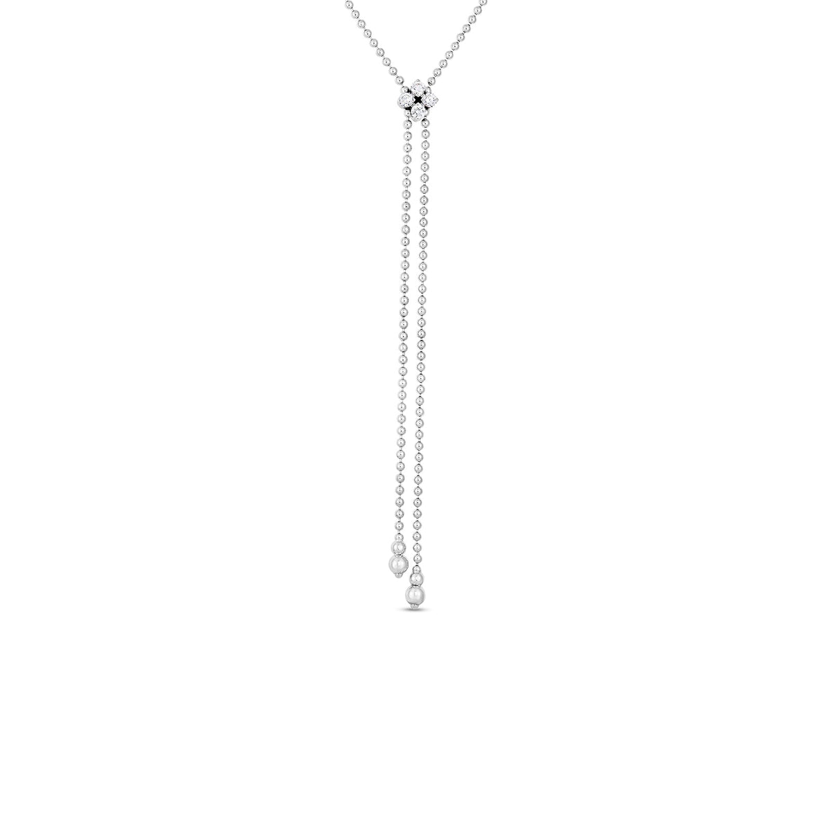 18K White Gold Love In Verona Diamond Flower Lariat Necklace