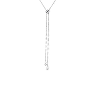 18K White Gold Love In Verona Diamond Flower Lariat Necklace thumbnail
