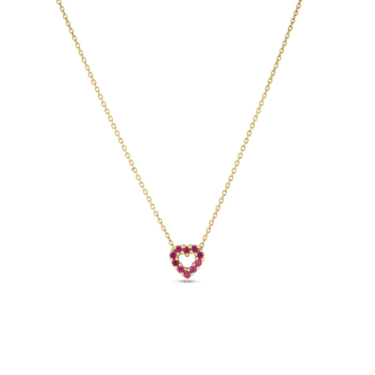 18K Yellow Gold Tiny Treasures Ruby And Diamond Reversible Heart Necklace