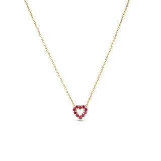 18K Yellow Gold Tiny Treasures Ruby And Diamond Reversible Heart Necklace thumbnail