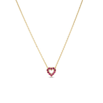18K Yellow Gold Tiny Treasures Ruby And Diamond Reversible Heart Necklace