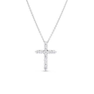 18K White Gold Tiny Treasures Large Diamond Cross Necklace thumbnail
