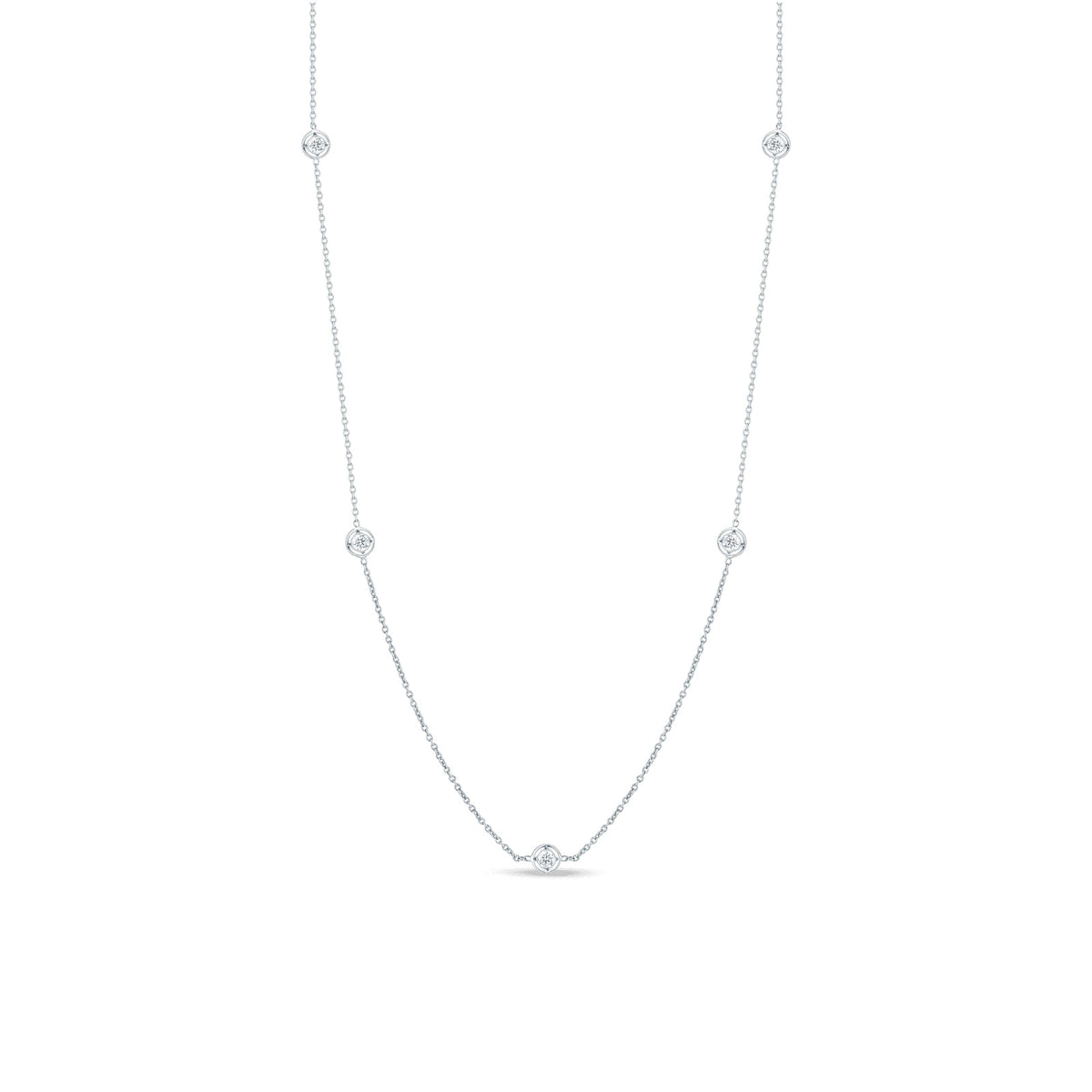 18K Gold Diamonds By The Inch 7 Station Necklace