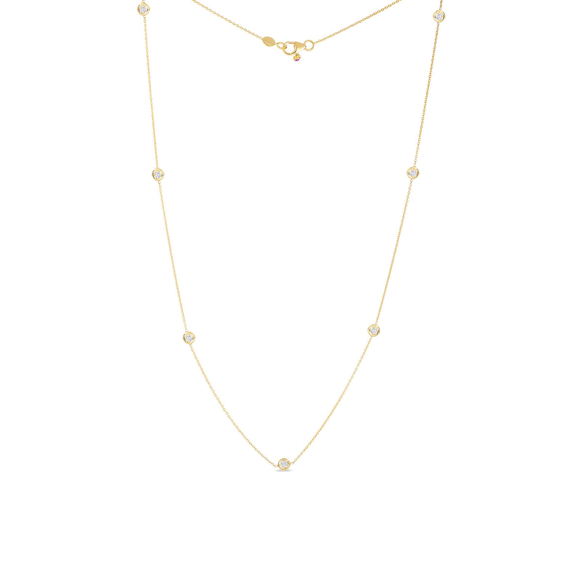 18K Gold Diamonds By The Inch 7 Station Necklace