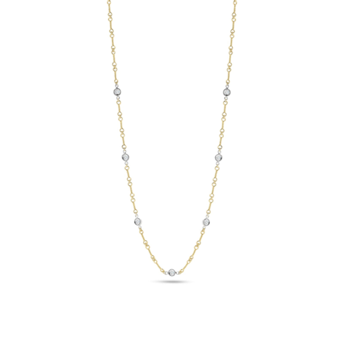 18K Gold Diamonds By The Inch 7 Station Dogbone Necklace