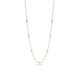 18K Gold Diamonds By The Inch 7 Station Dogbone Necklace thumbnail