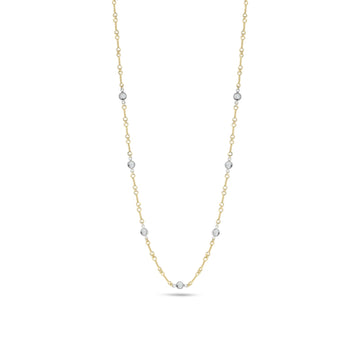 18K Gold Diamonds By The Inch 7 Station Dogbone Necklace