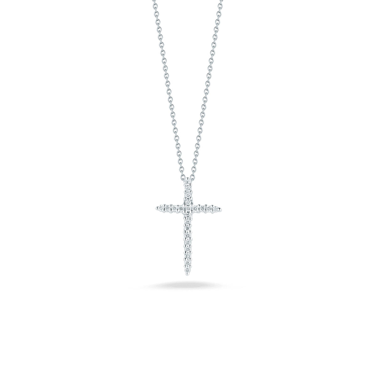 18K White Gold Tiny Treasures Diamond Sliver Cross Necklace