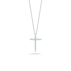 18K White Gold Tiny Treasures Diamond Sliver Cross Necklace