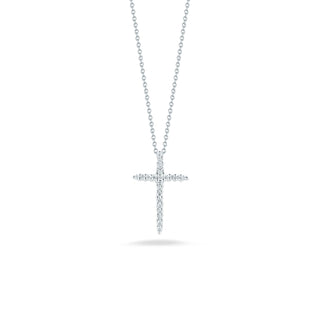 18K White Gold Tiny Treasures Diamond Sliver Cross Necklace thumbnail