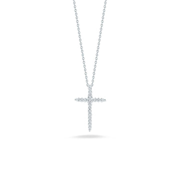 18K White Gold Tiny Treasures Diamond Sliver Cross Necklace