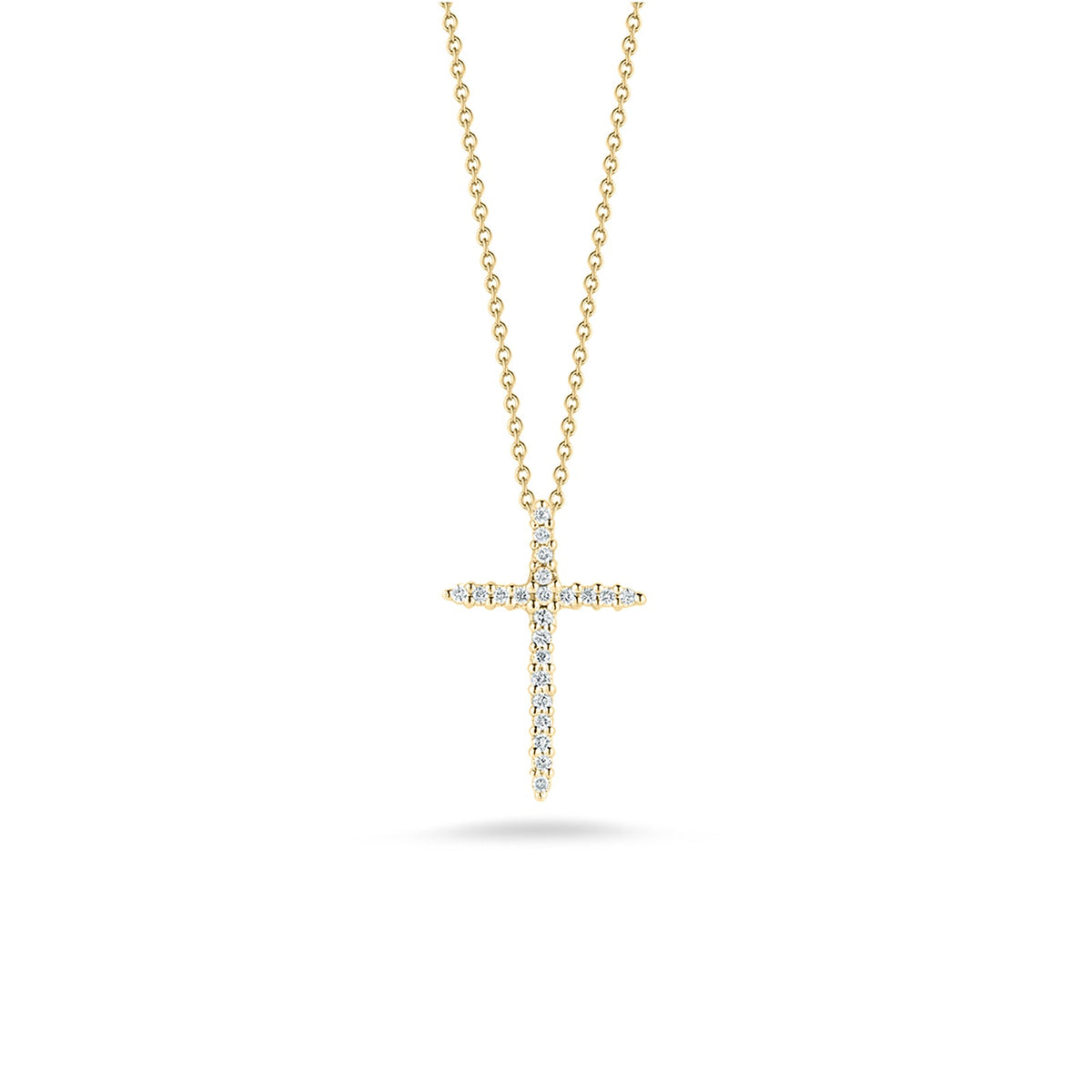 18K Yellow Gold Tiny Treasures Diamond Sliver Cross Necklace