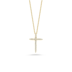 18K Yellow Gold Tiny Treasures Diamond Sliver Cross Necklace