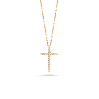 18K Yellow Gold Tiny Treasures Diamond Sliver Cross Necklace thumbnail