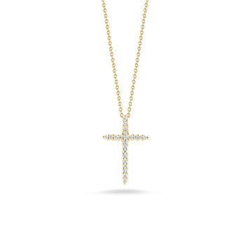 18K Yellow Gold Tiny Treasures Diamond Sliver Cross Necklace