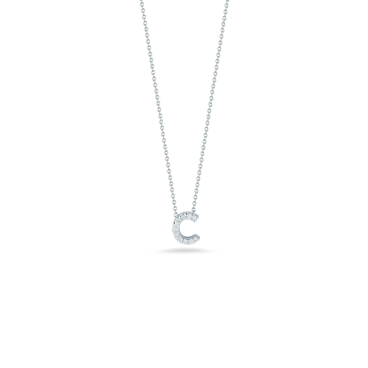 18K White Gold Tiny Treasures Diamond Love Letter “c” Necklace