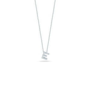 18K White Gold Tiny Treasures Diamond Love Letter “e” Necklace