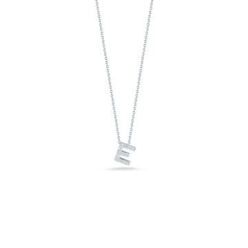 18K White Gold Tiny Treasures Diamond Love Letter “e” Necklace