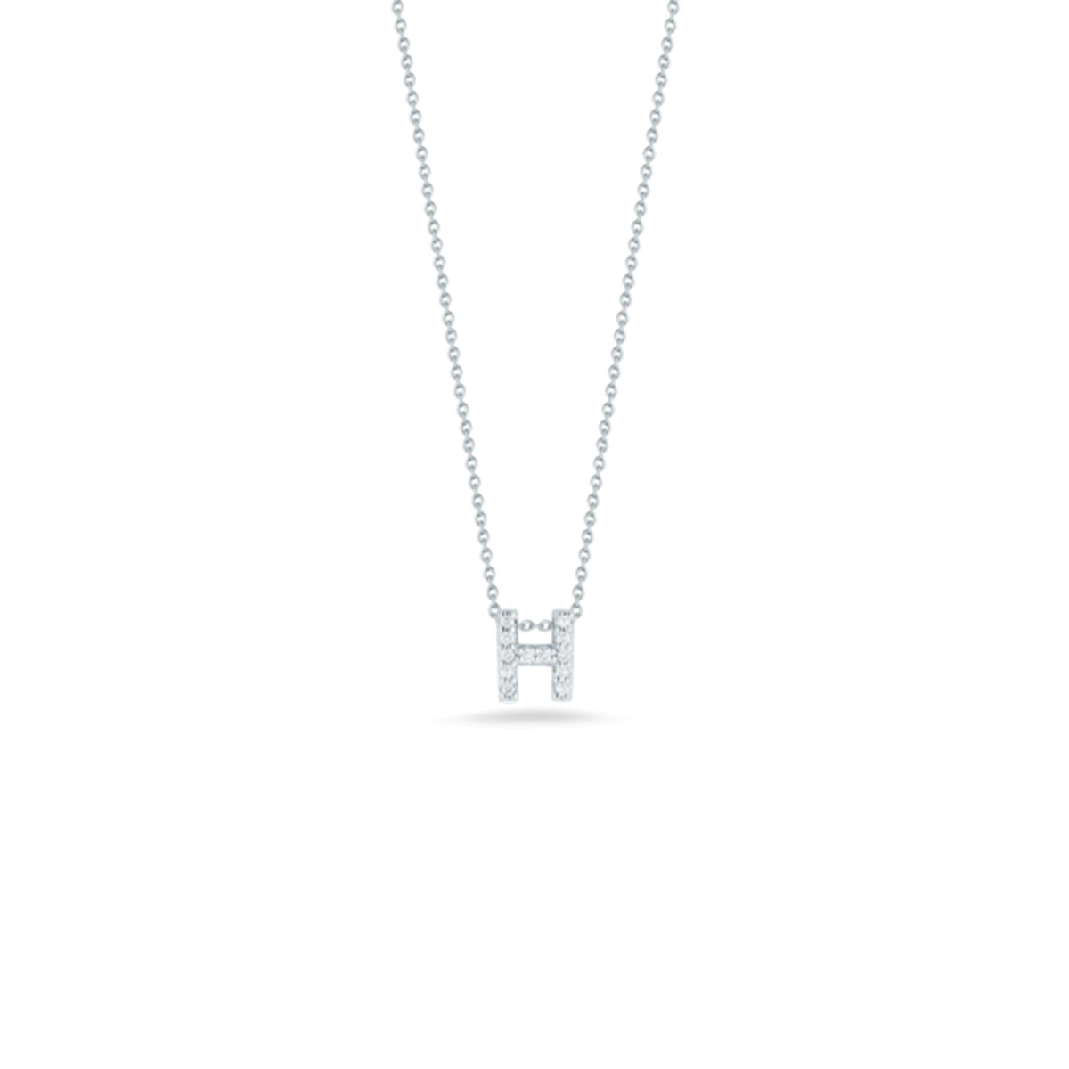 18K White Gold Tiny Treasures Diamond Love Letter “h” Necklace