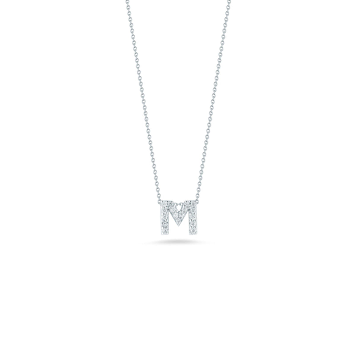 18K White Gold Tiny Treasures Diamond Love Letter “m” Necklace