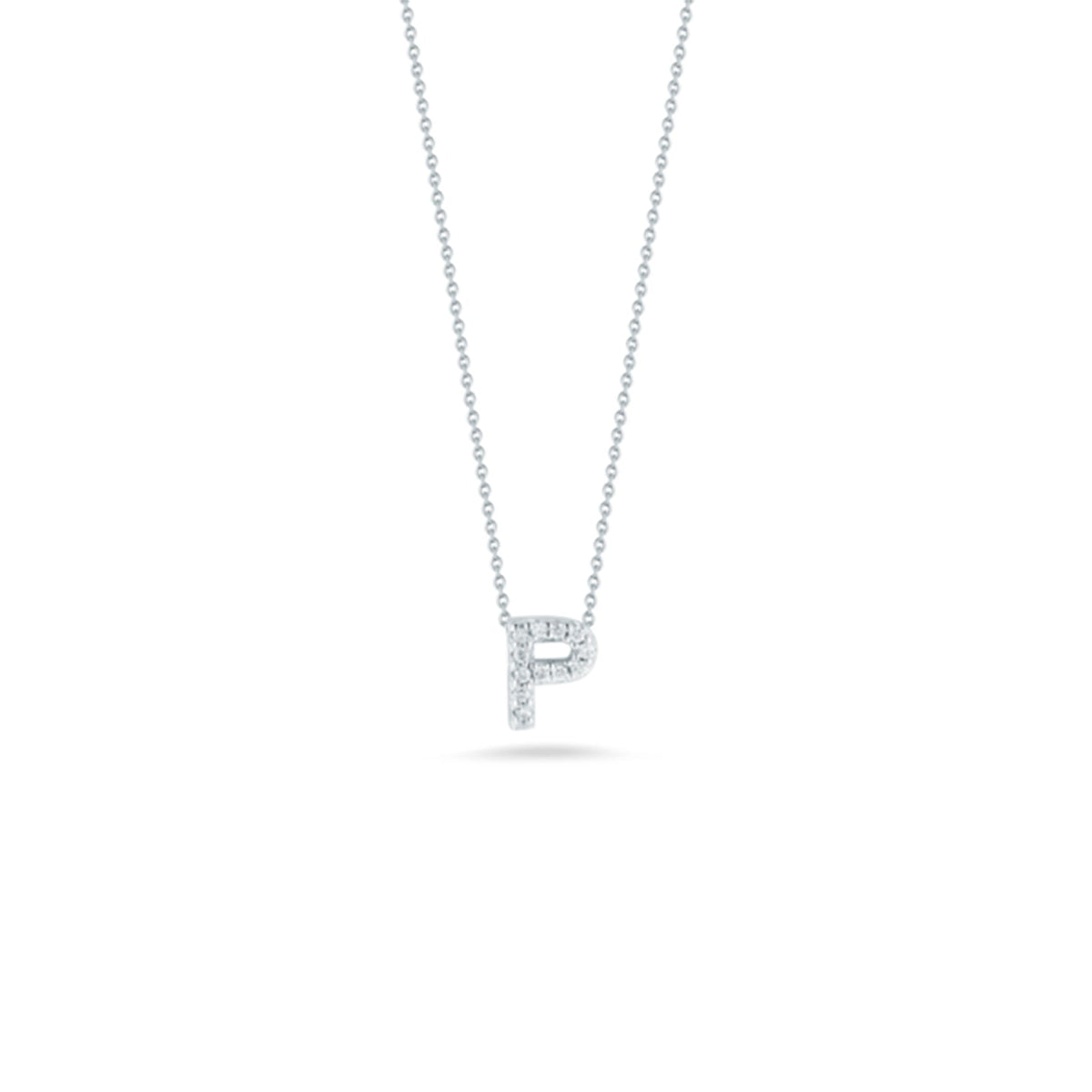 18K White Gold Tiny Treasures Diamond Love Letter “p” Necklace