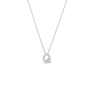 18K White Gold Tiny Treasures Diamond Love Letter “q” Necklace