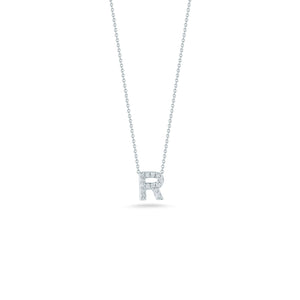 18K White Gold Tiny Treasures Diamond Love Letter “r” Necklace