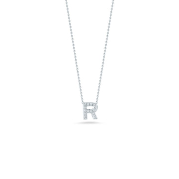 18K White Gold Tiny Treasures Diamond Love Letter “r” Necklace