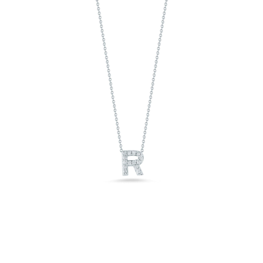 18K White Gold Tiny Treasures Diamond Love Letter “r” Necklace