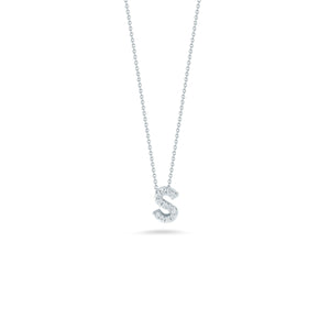 18K White Gold Tiny Treasures Diamond Love Letter “s” Necklace