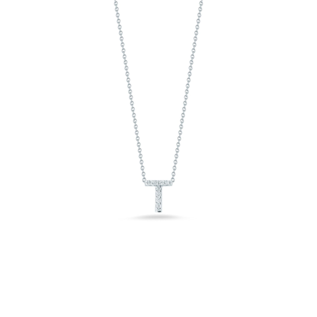 18K White Gold Tiny Treasures Diamond Love Letter “t” Necklace