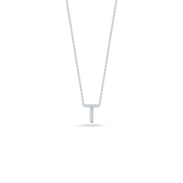 18K White Gold Tiny Treasures Diamond Love Letter “t” Necklace