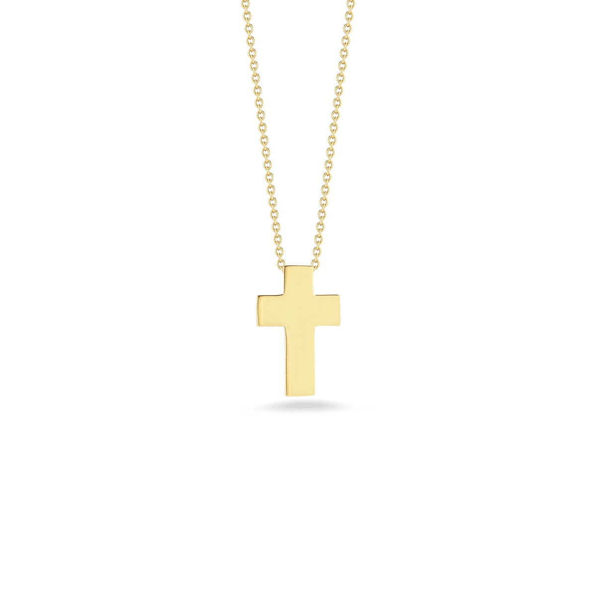18K Yellow Gold Tiny Treasures High Polished Cross Necklace