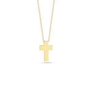 18K Yellow Gold Tiny Treasures High Polished Cross Necklace