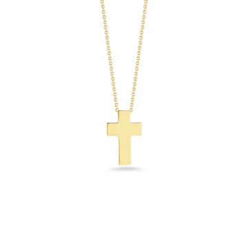 18K Yellow Gold Tiny Treasures High Polished Cross Necklace